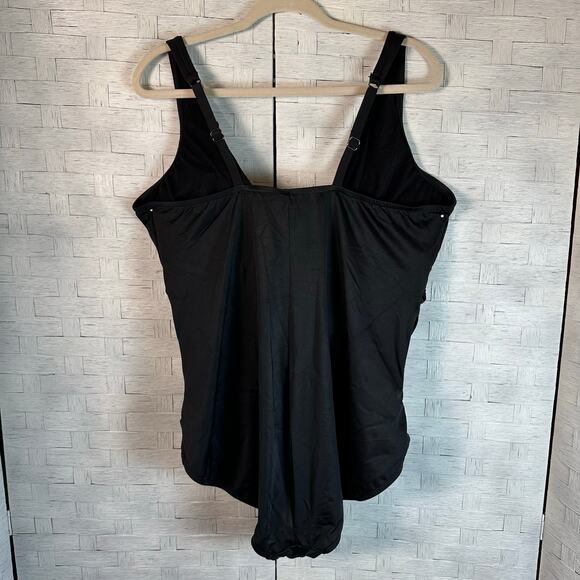 AQUA Green Black one piece Swimsuit coastal summer adjustable straps plus size - Picture 5 of 13